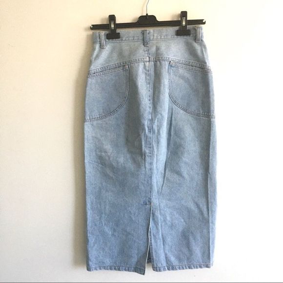 Vintage Light Blue Denim Midi Skirt - Picture 4 of 7